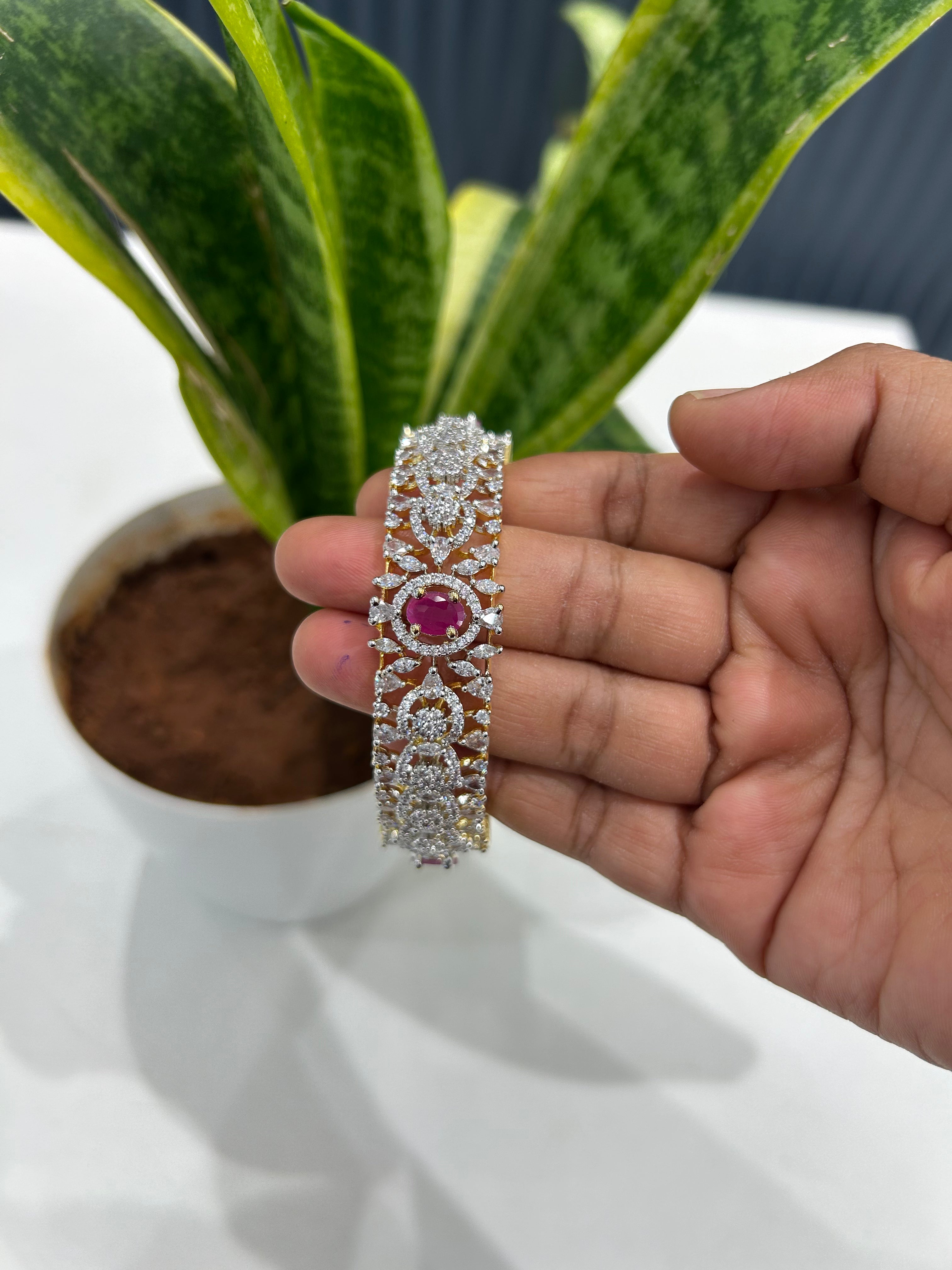 Beautiful GJ polish ruby stone bangle
