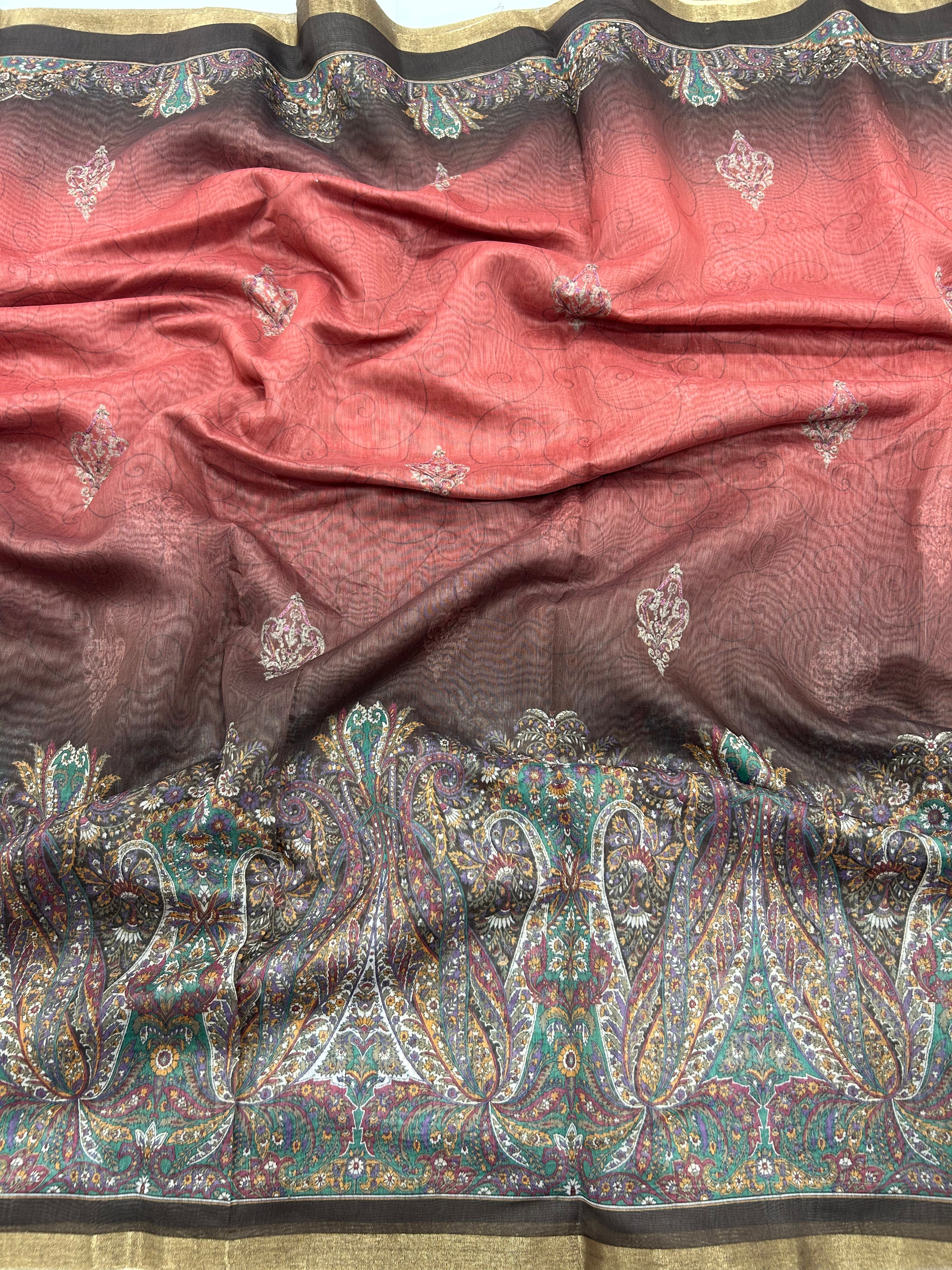 Mul chenderi saree