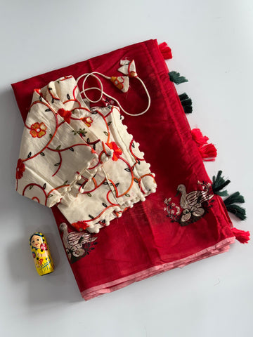 Premium mul chenderi saree