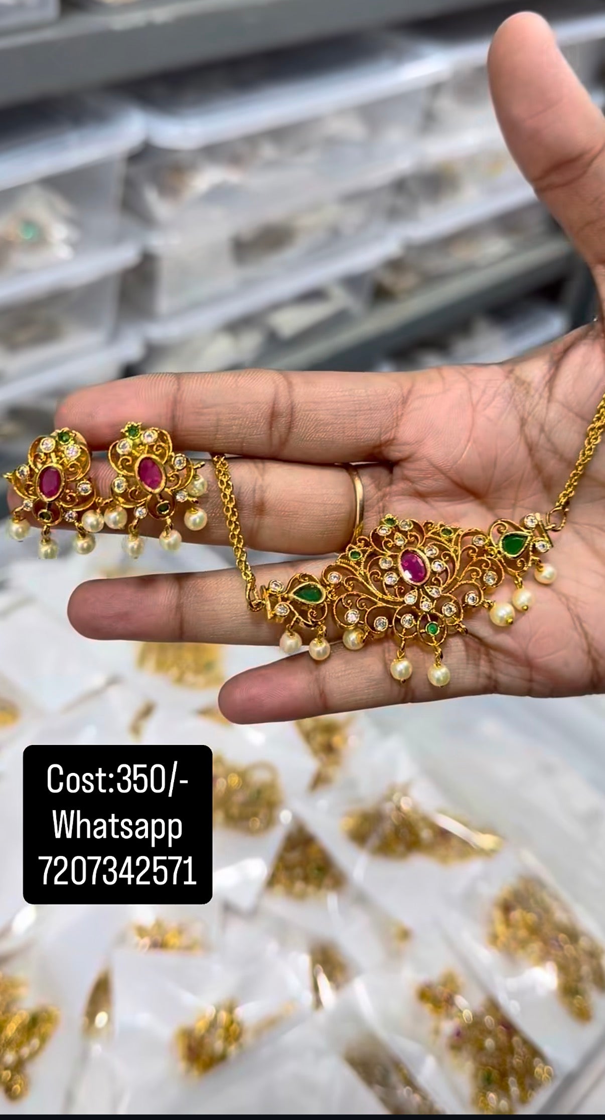 Beautiful multi stone chocker with pushback earrings