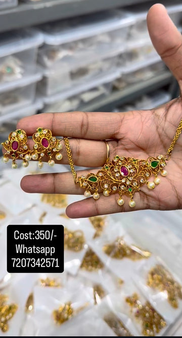 Beautiful multi stone chocker with pushback earrings