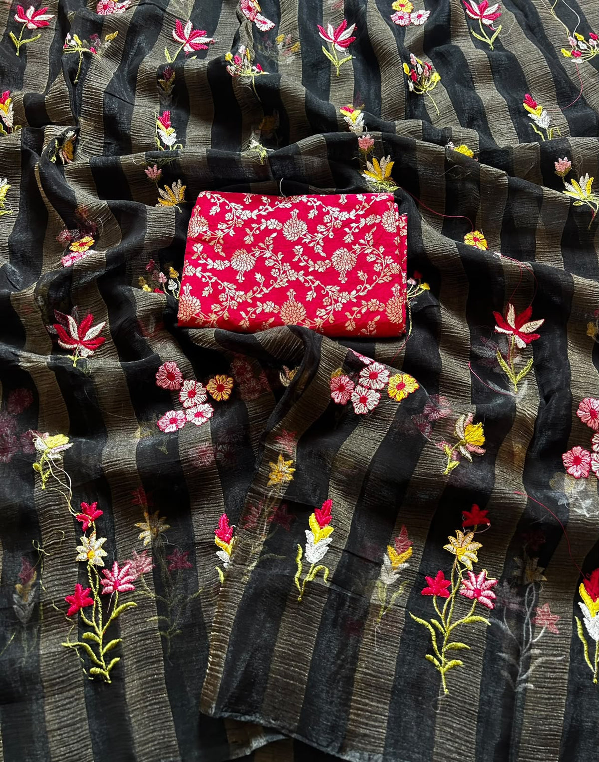 Tissue organza silk saree