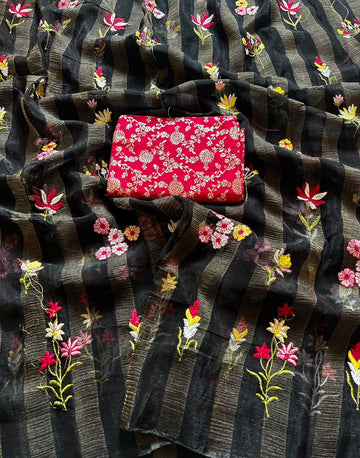 Tissue organza silk saree