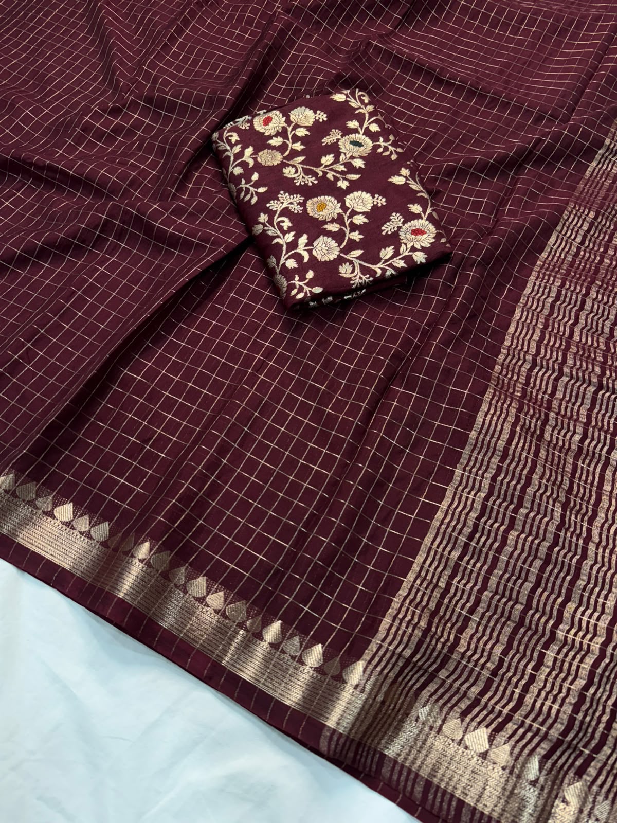 Viscous georgette checks saree