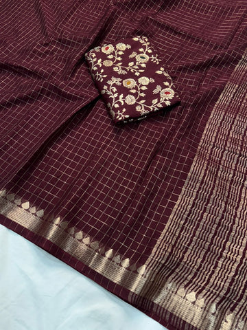 Viscous georgette checks saree