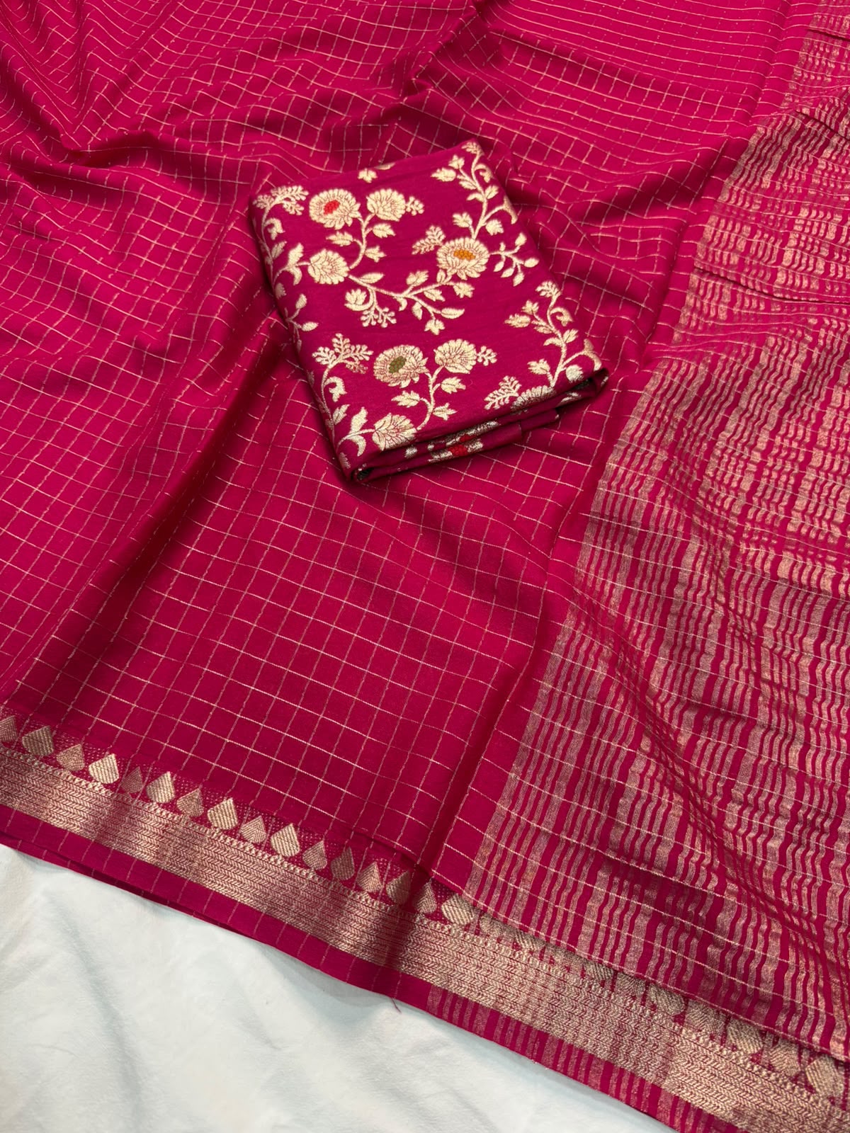 Viscous georgette checks saree