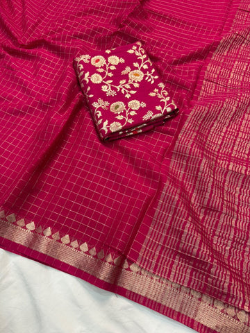 Viscous georgette checks saree