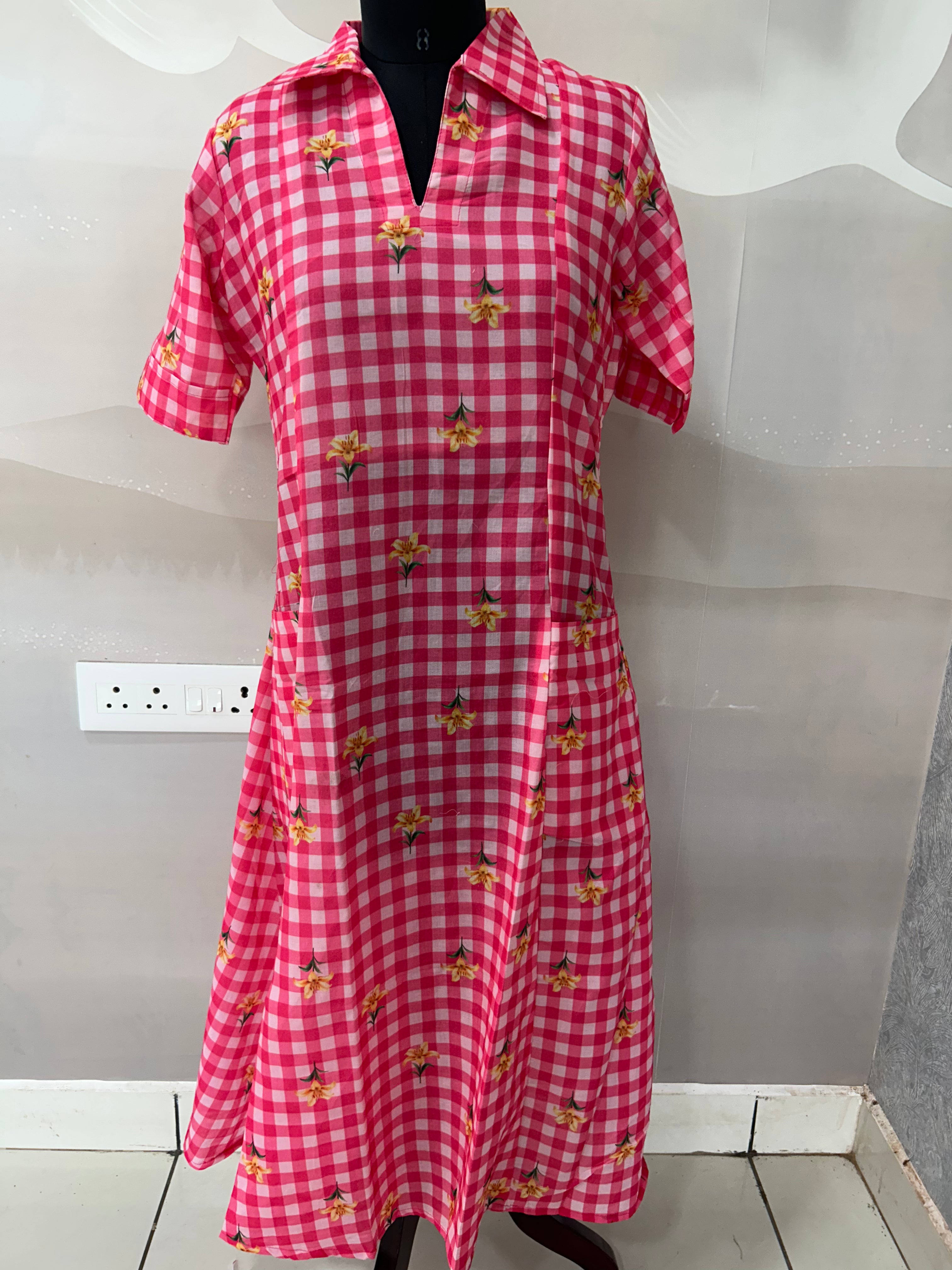 Beautiful Mul cotton checks A - line frock