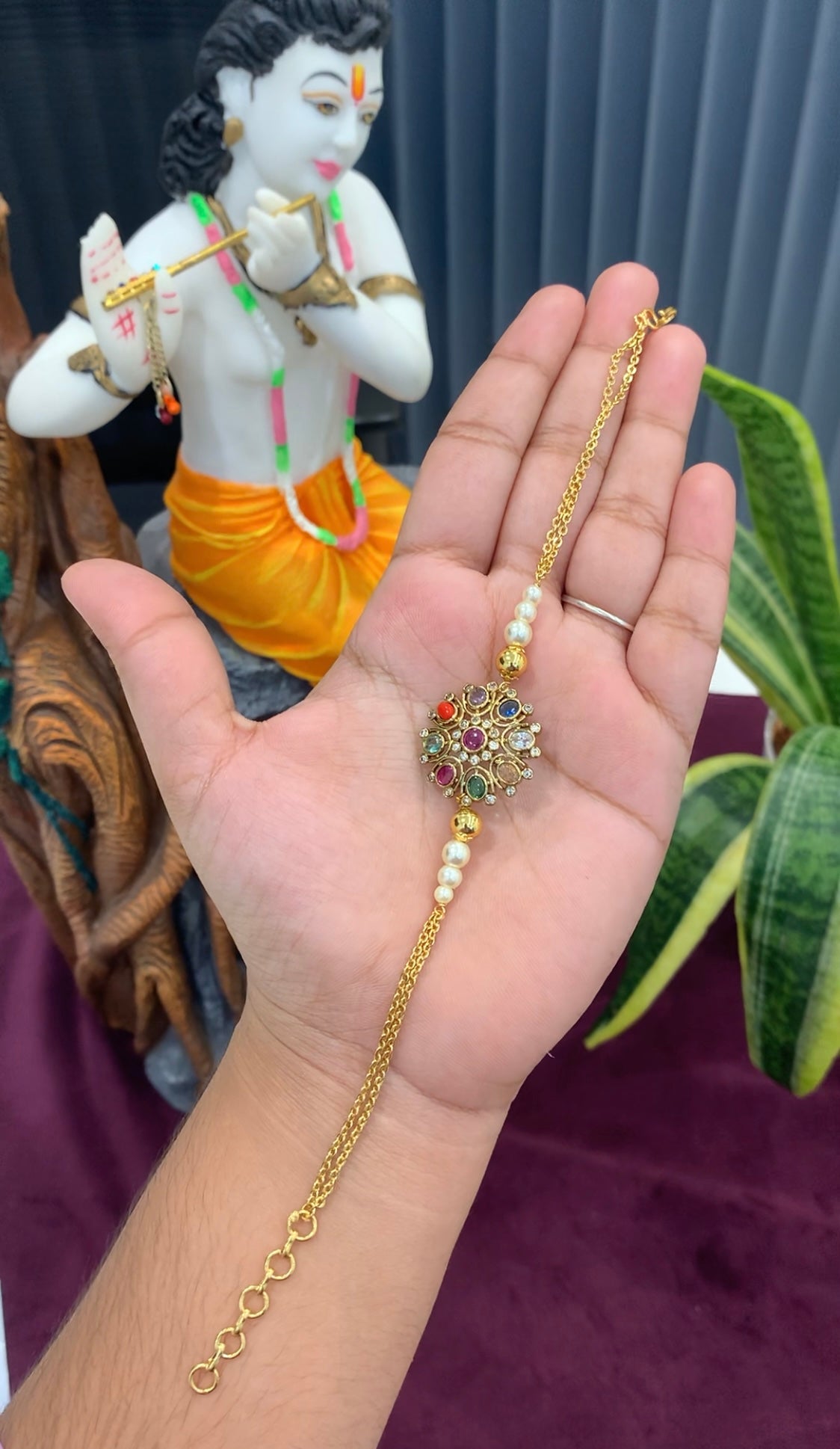 Beautiful Navarathna stones Rakhi