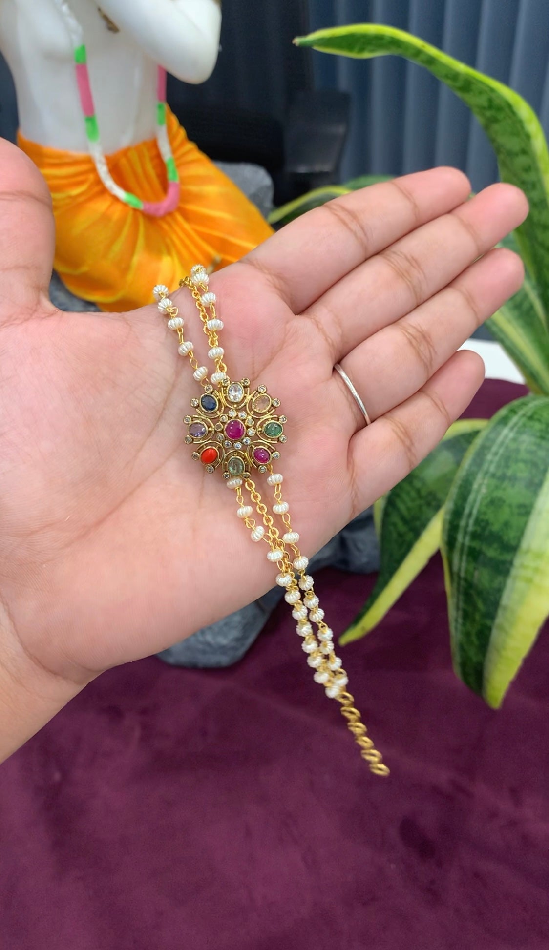 Beautiful Navarathna stones Rakhi