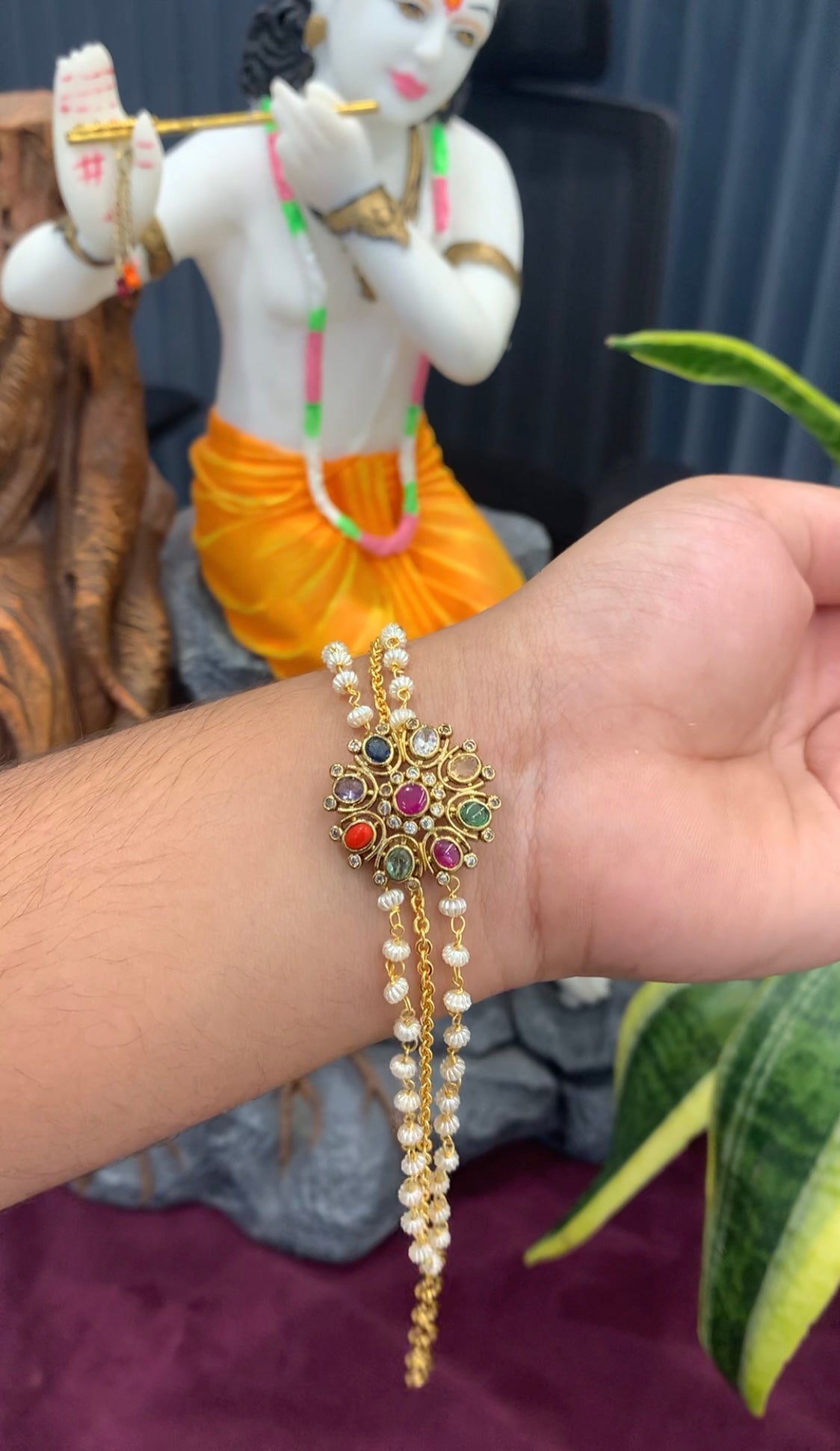 Beautiful Navarathna stones Rakhi