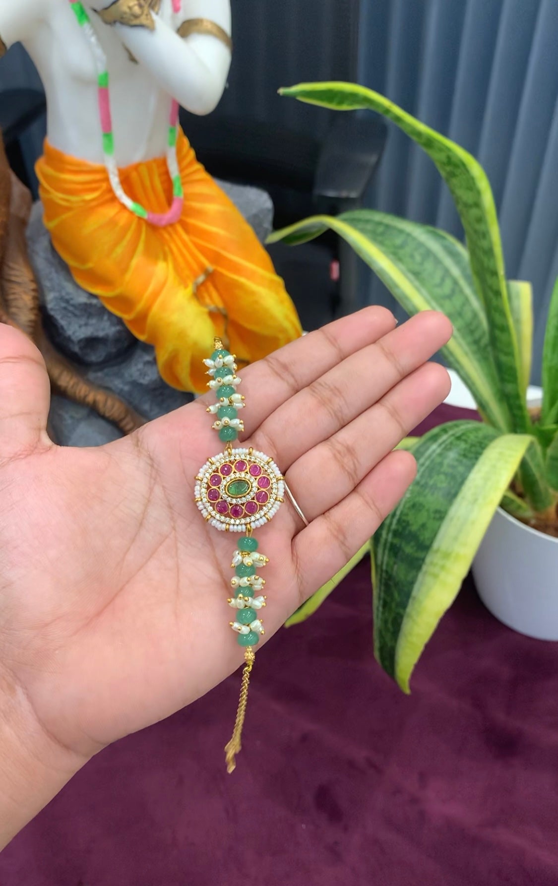 Beautiful handmaking pearls Rakhi