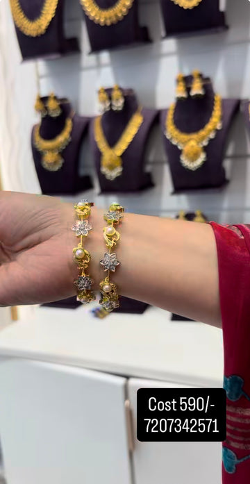 Beautiful GJ polish stones & peacock design bangles