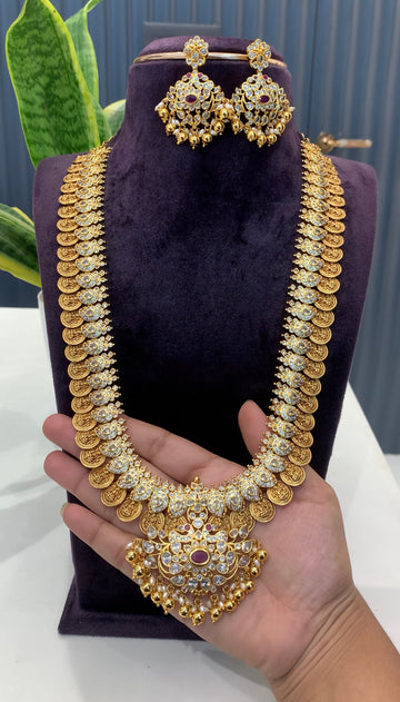 Beautiful gold balls kasula haram with screwback earrings