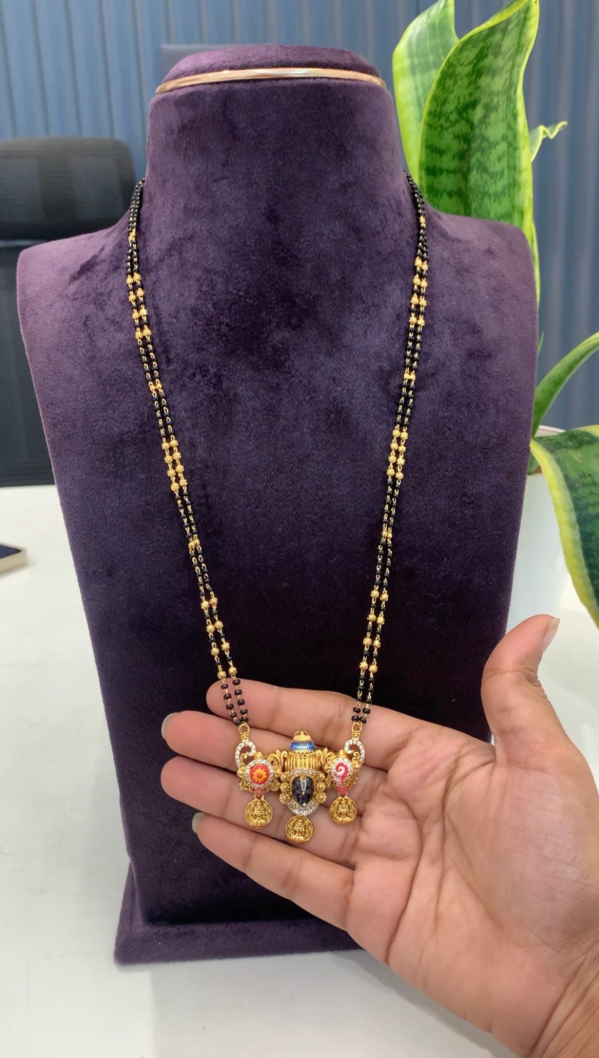 Beautiful Venkateswara swamy pendant Blackbeads chain 24inchs long