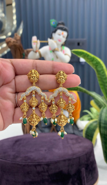 Beautiful Lakshmi devi ear hangings with pushback