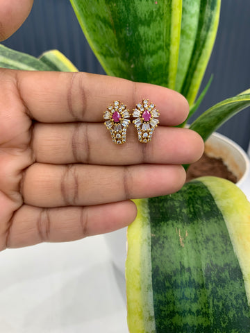 Beautiful pink stone studs with pushback