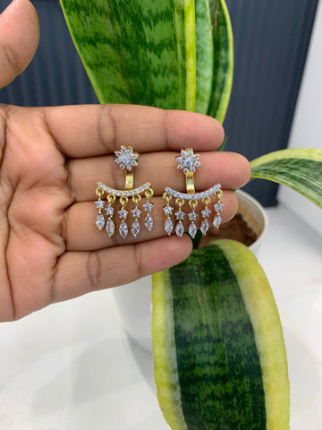 Beautiful Diamond Replica pushback earrings with dropping style stone