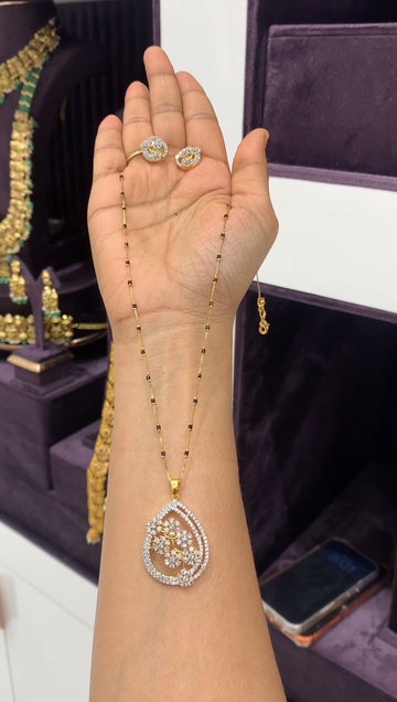 Beautiful Diamond Replica pendant set with Blackbeads chain 18 inchs long