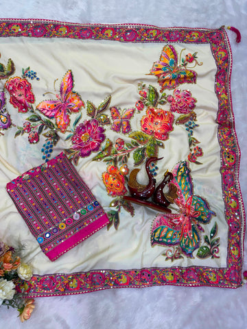 Soft chinnon silk saree