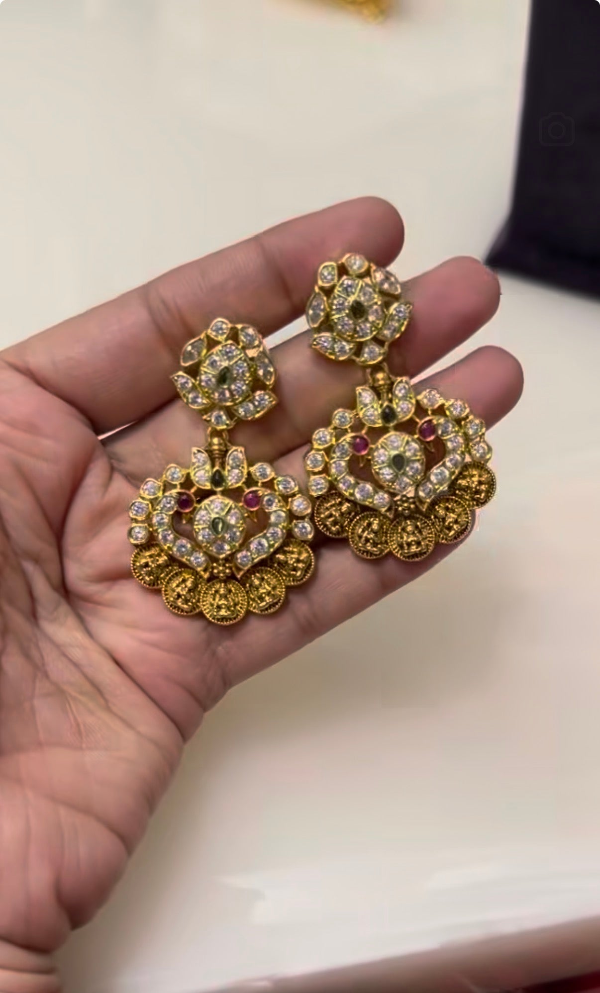 Beautiful peacock design kasula necklace with pushback earrings