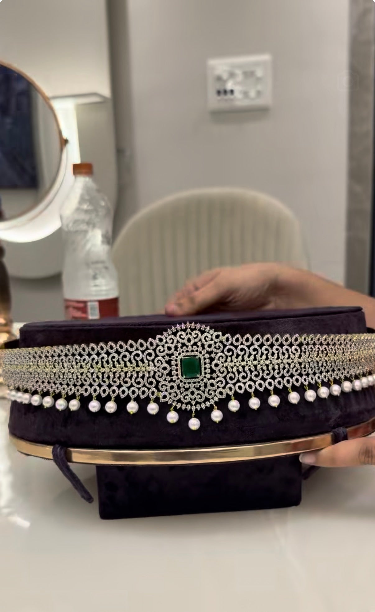 Beautiful GJ polish adult vaddanam with pearls finishing