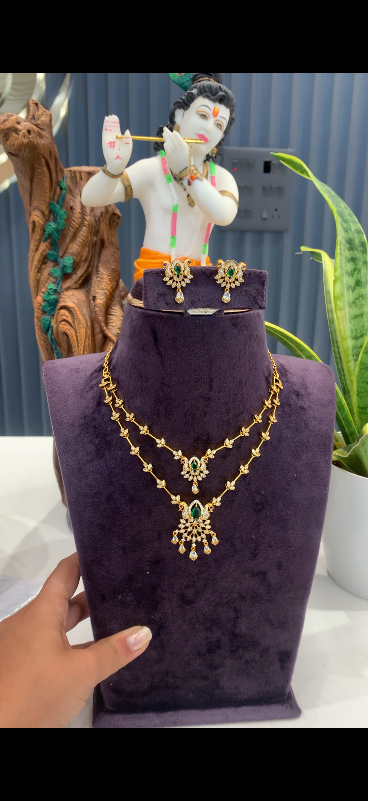 Double step diamond replica Necklace with earrings