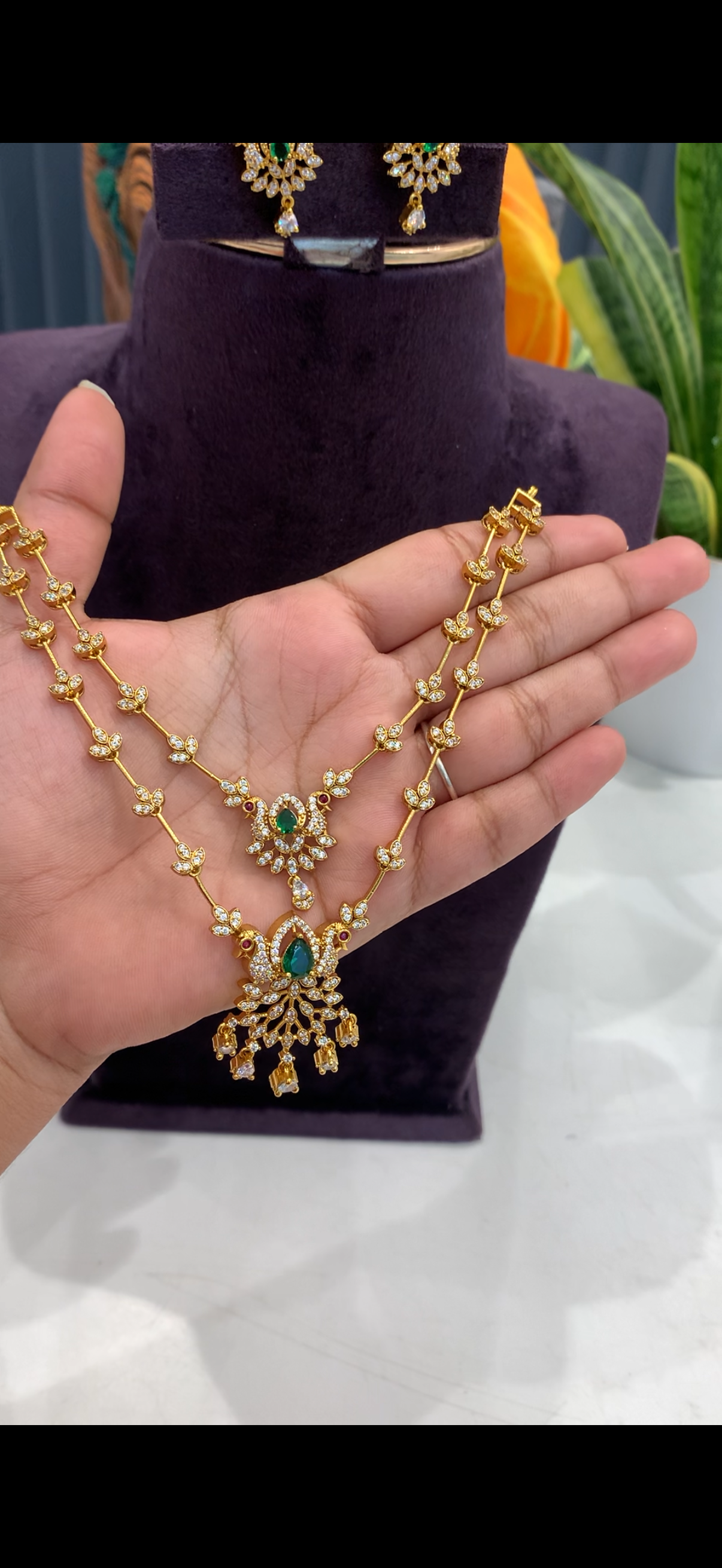 Double step diamond replica Necklace with earrings