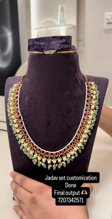 Beautiful jadau kundhan necklace with beads finishing