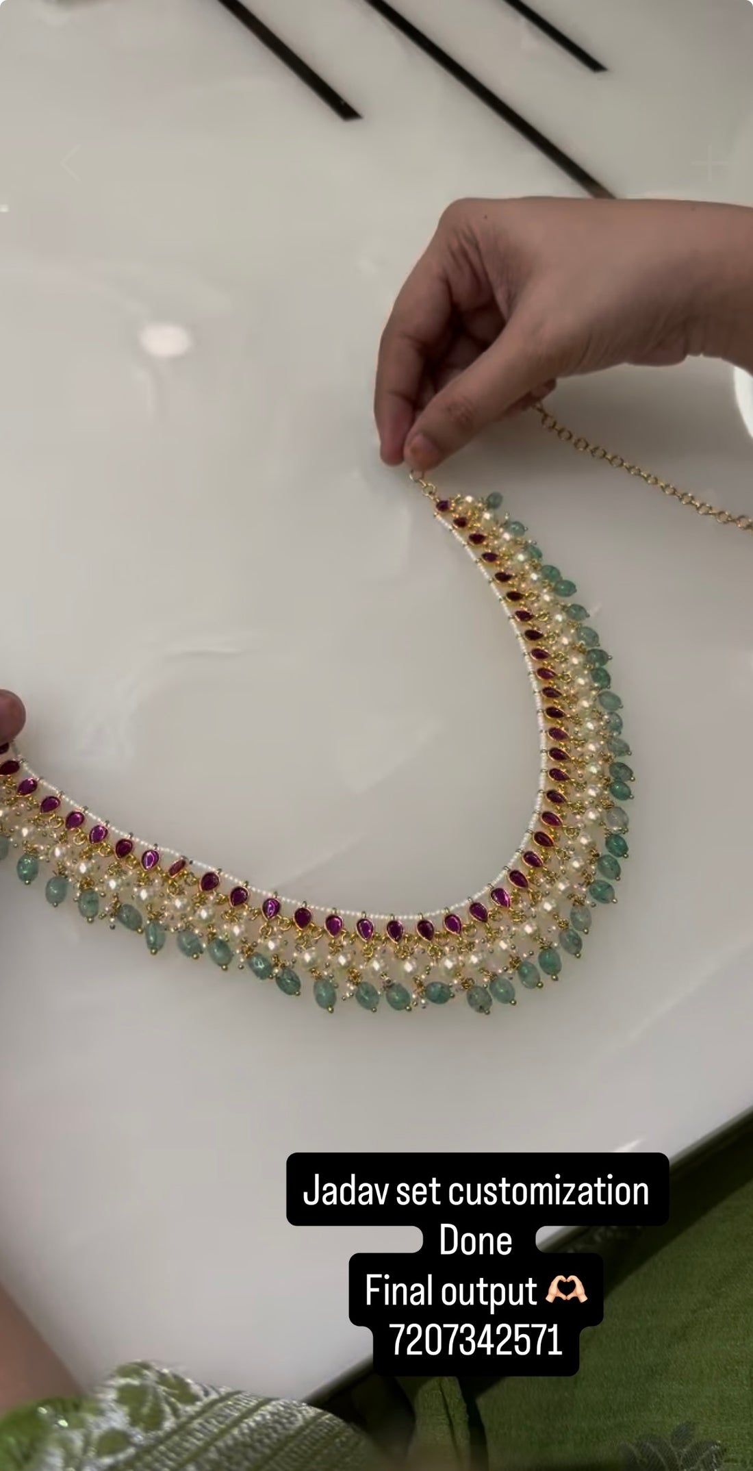 Beautiful jadau kundhan necklace with beads finishing