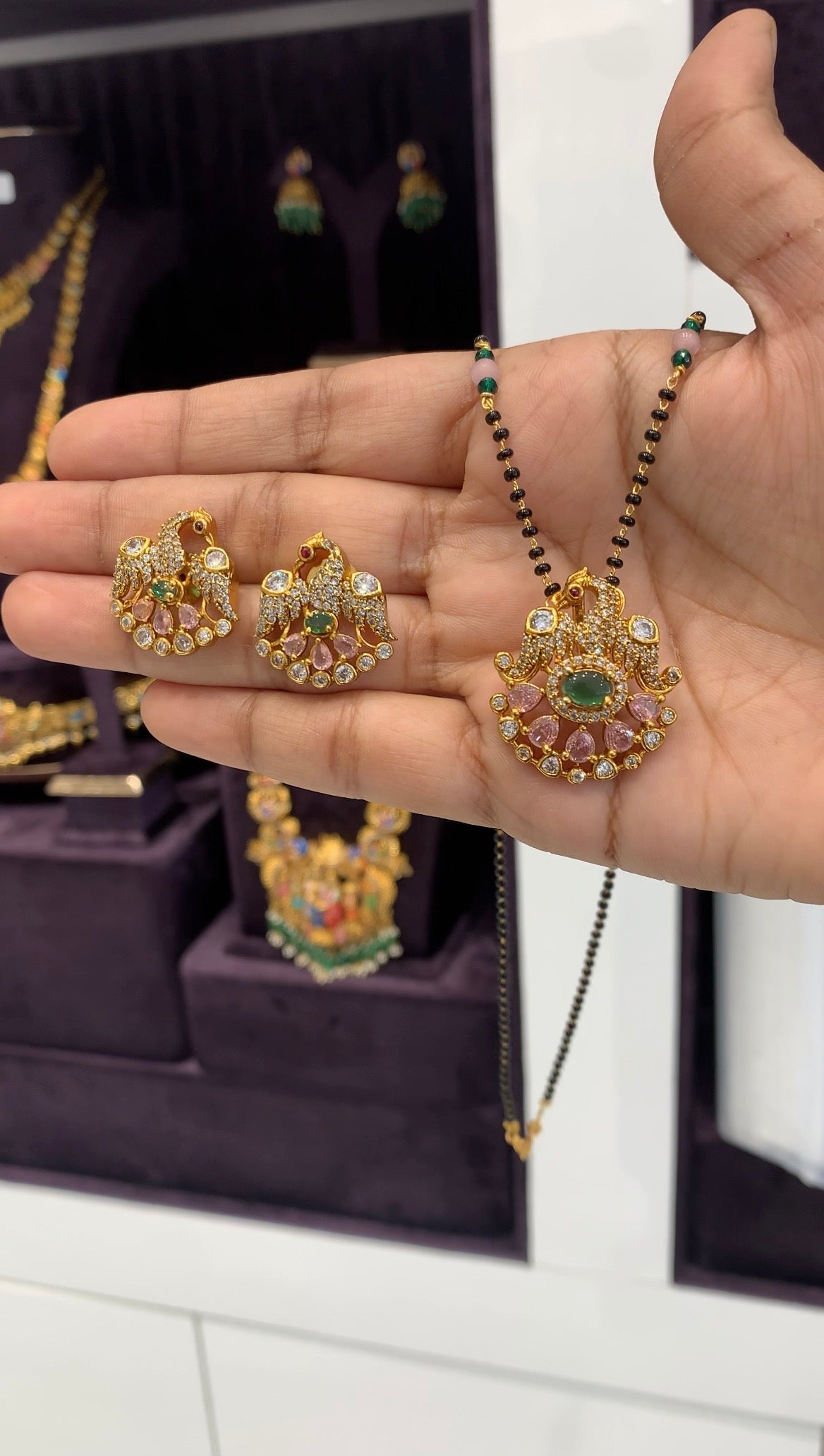Beautiful CZ stone pendant set with Blackbeads chain 18 inchs long