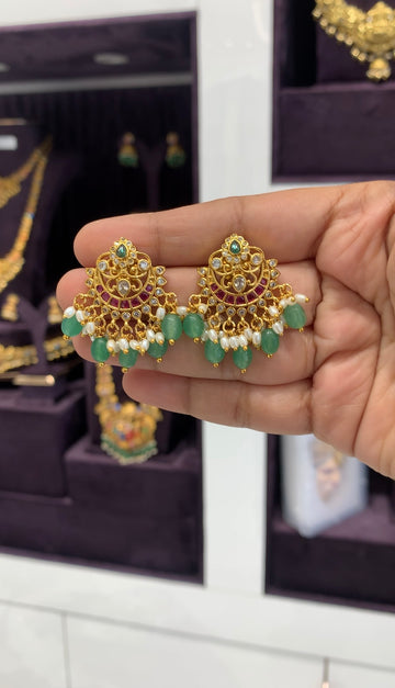 Beautiful pota stone earrings with pushback