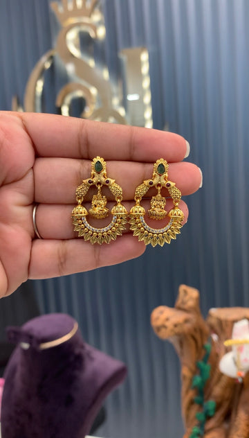 Beautiful peacock design & Lakshmi devi Chandbali earrings