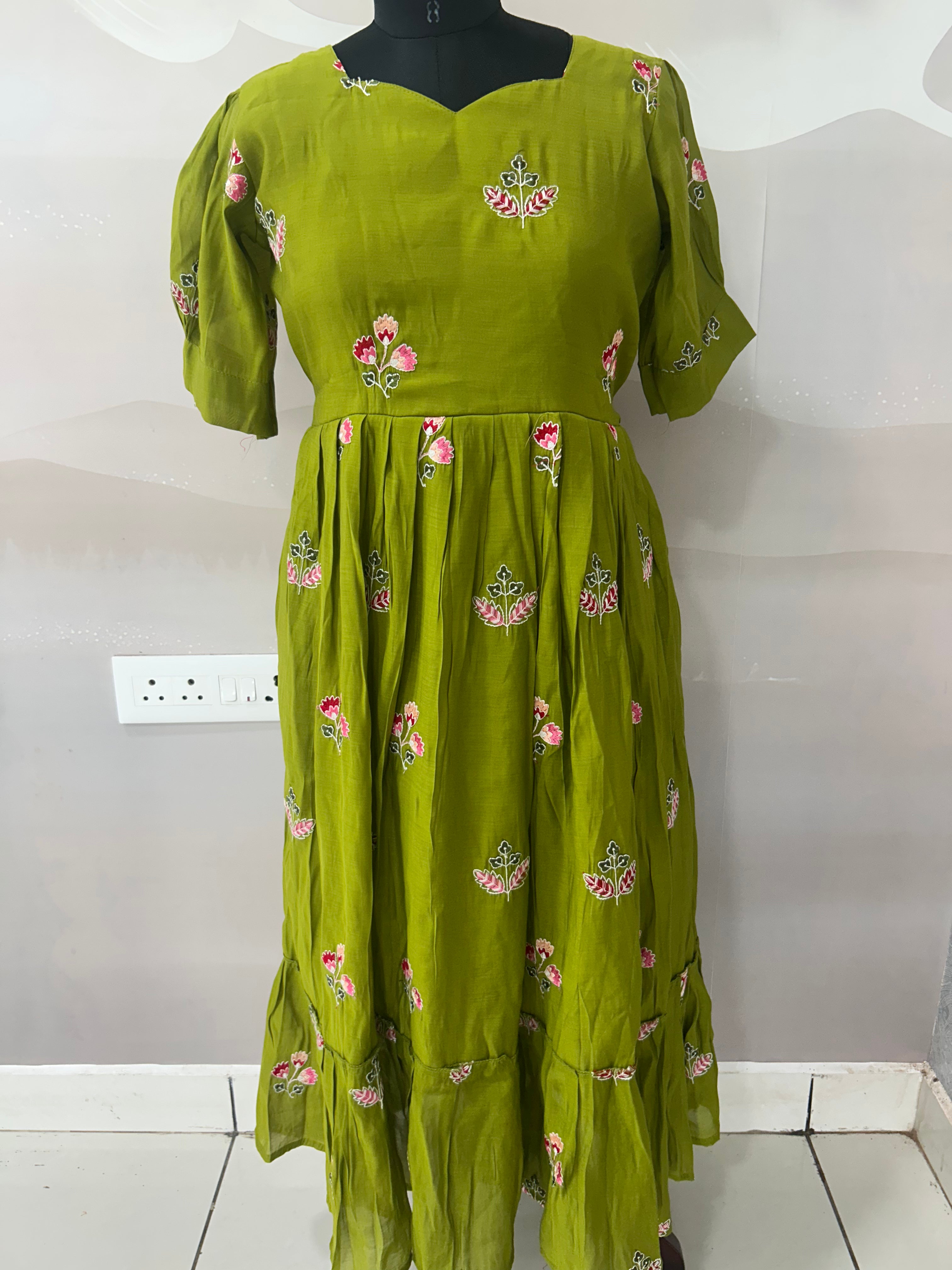 Beautiful Mul chenderi frock