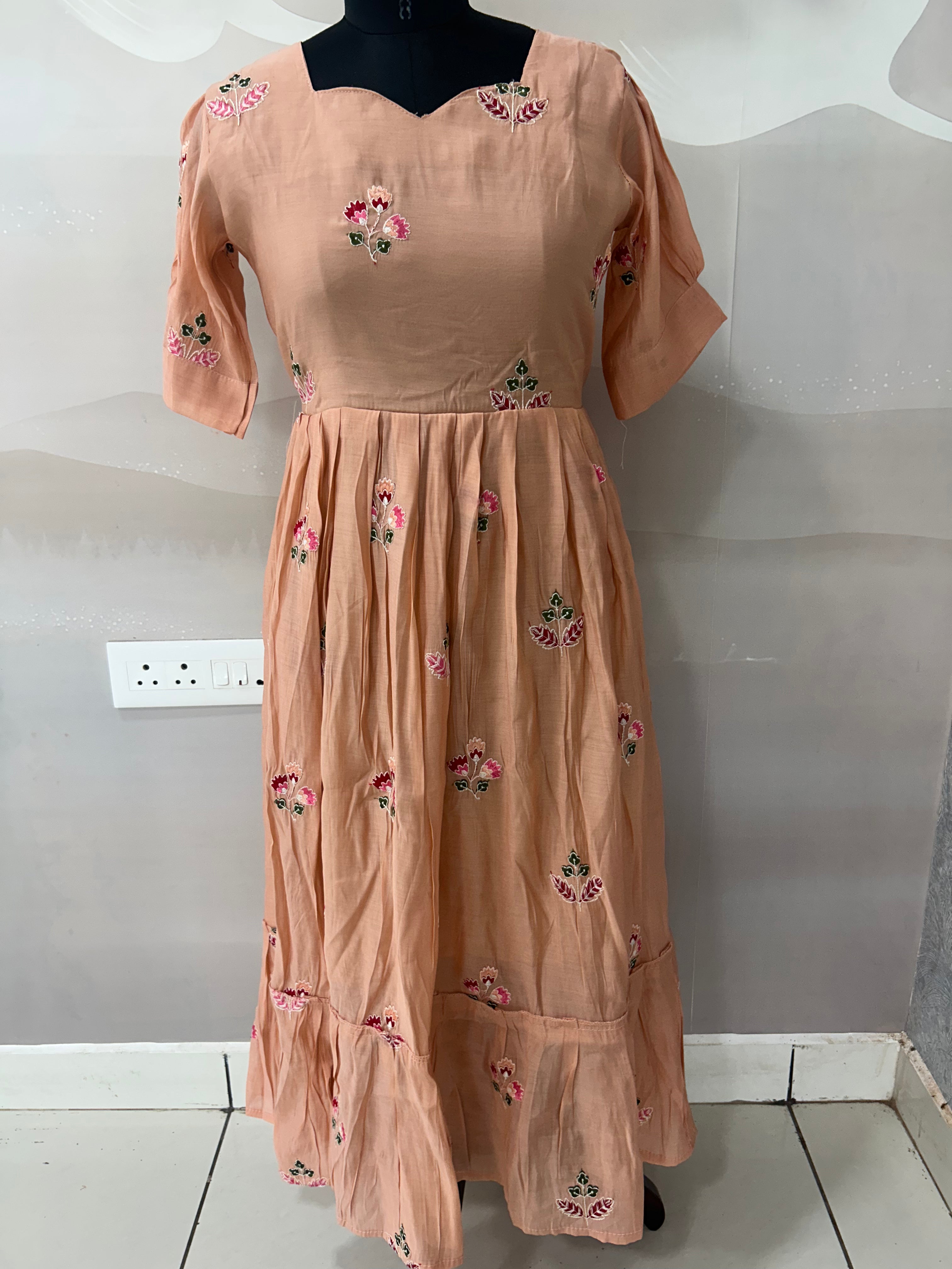 Beautiful Mul chenderi frock