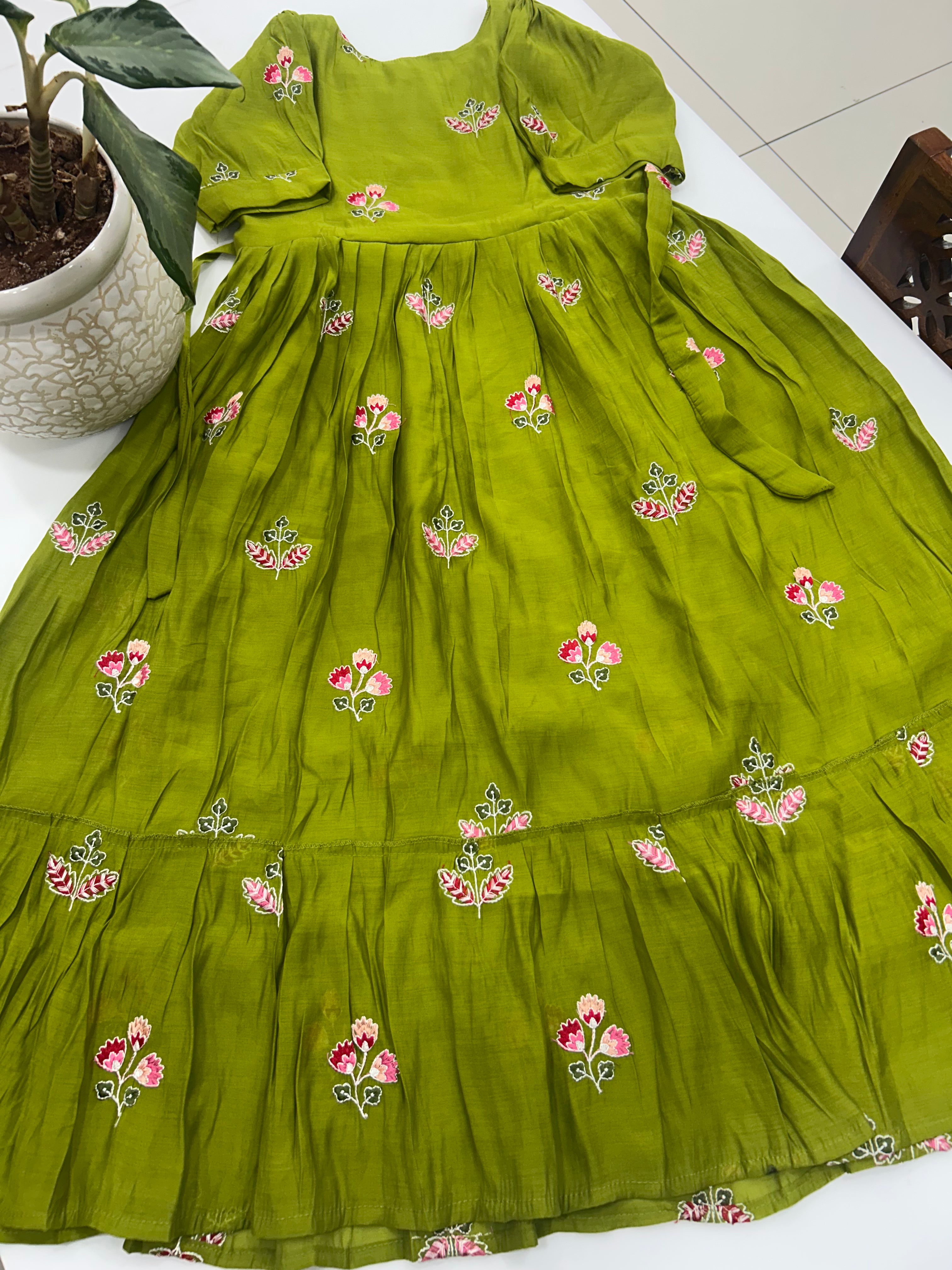 Beautiful Mul chenderi frock