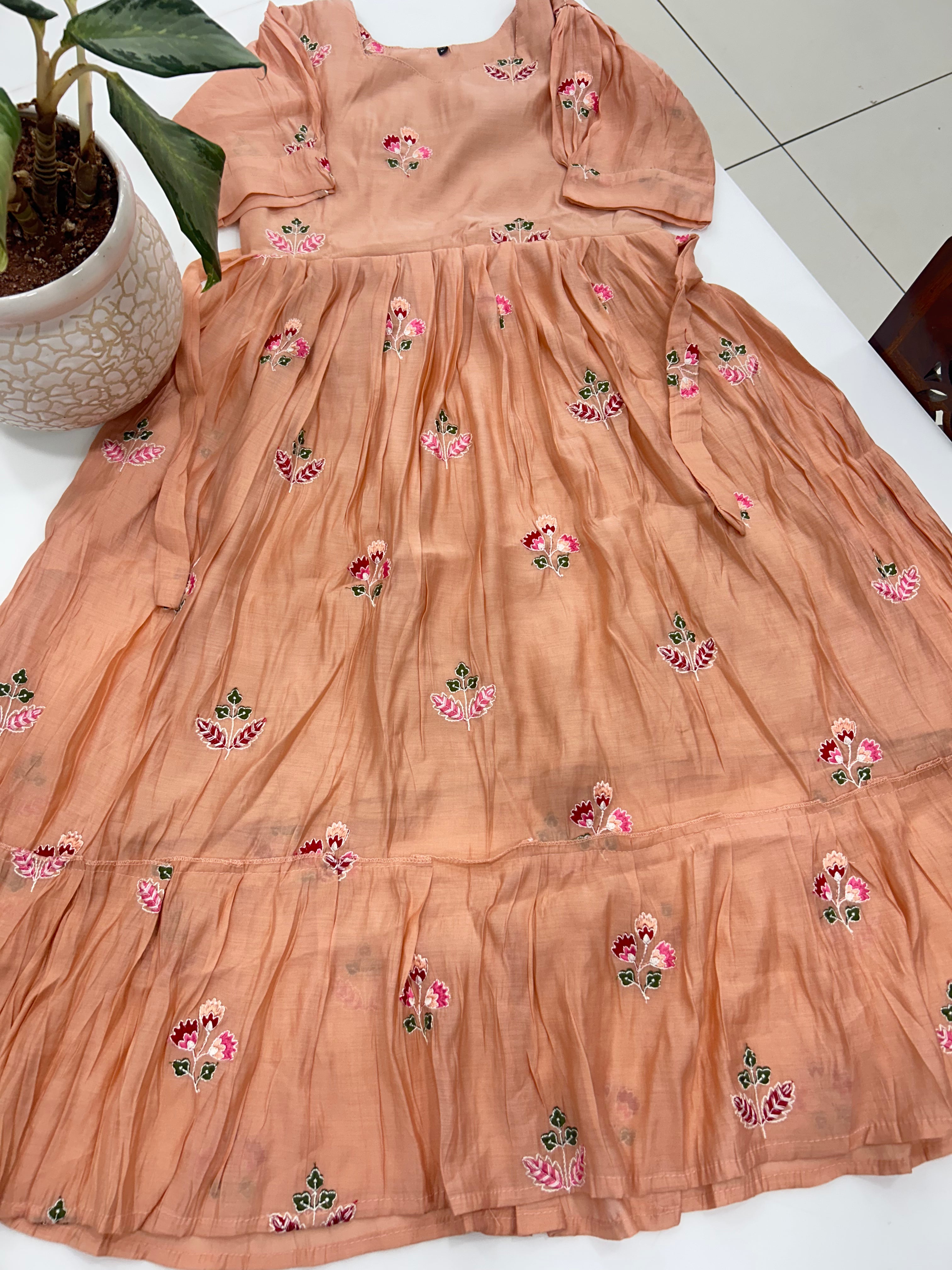 Beautiful Mul chenderi frock
