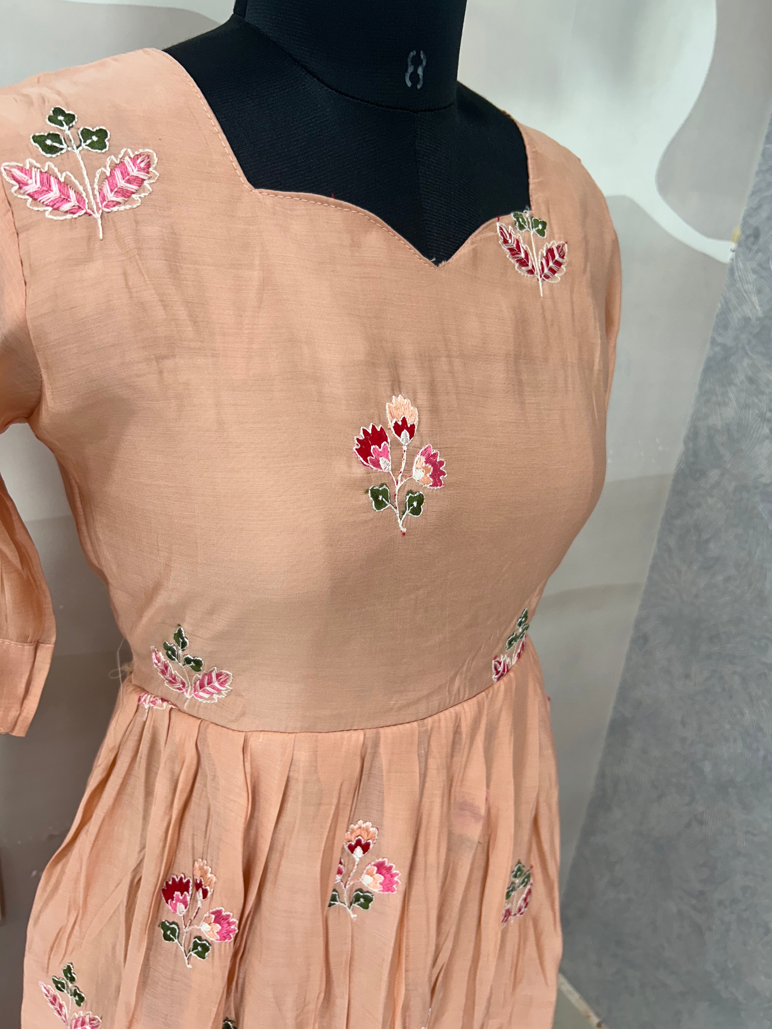 Beautiful Mul chenderi frock