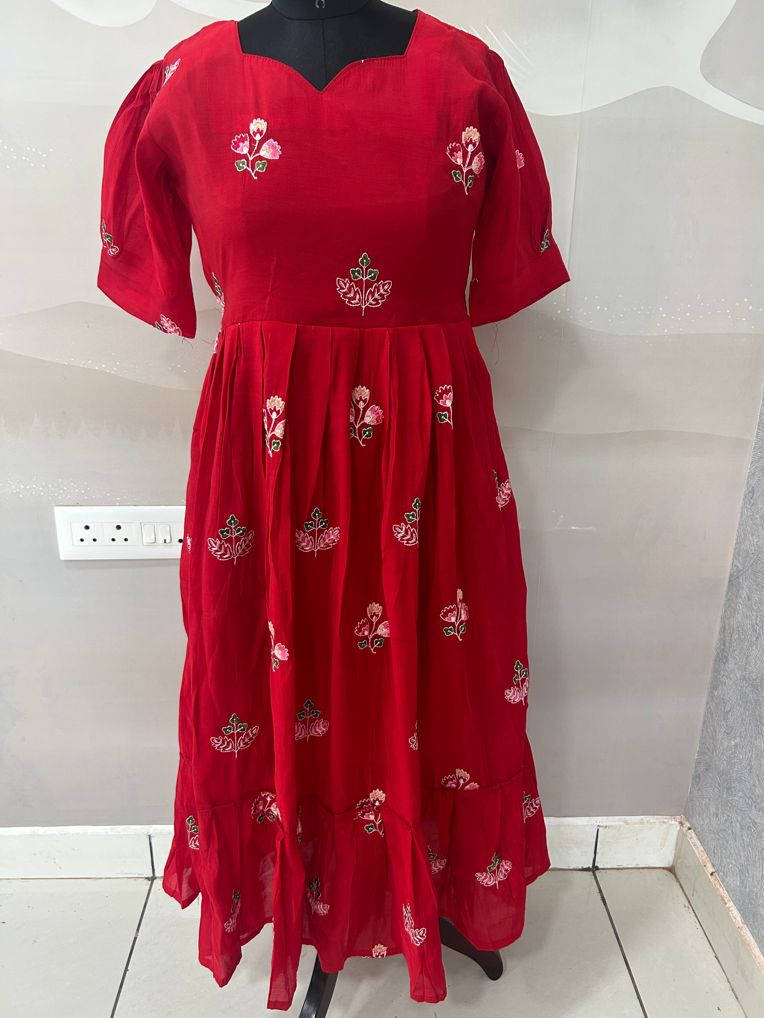 Beautiful Mul chenderi frock
