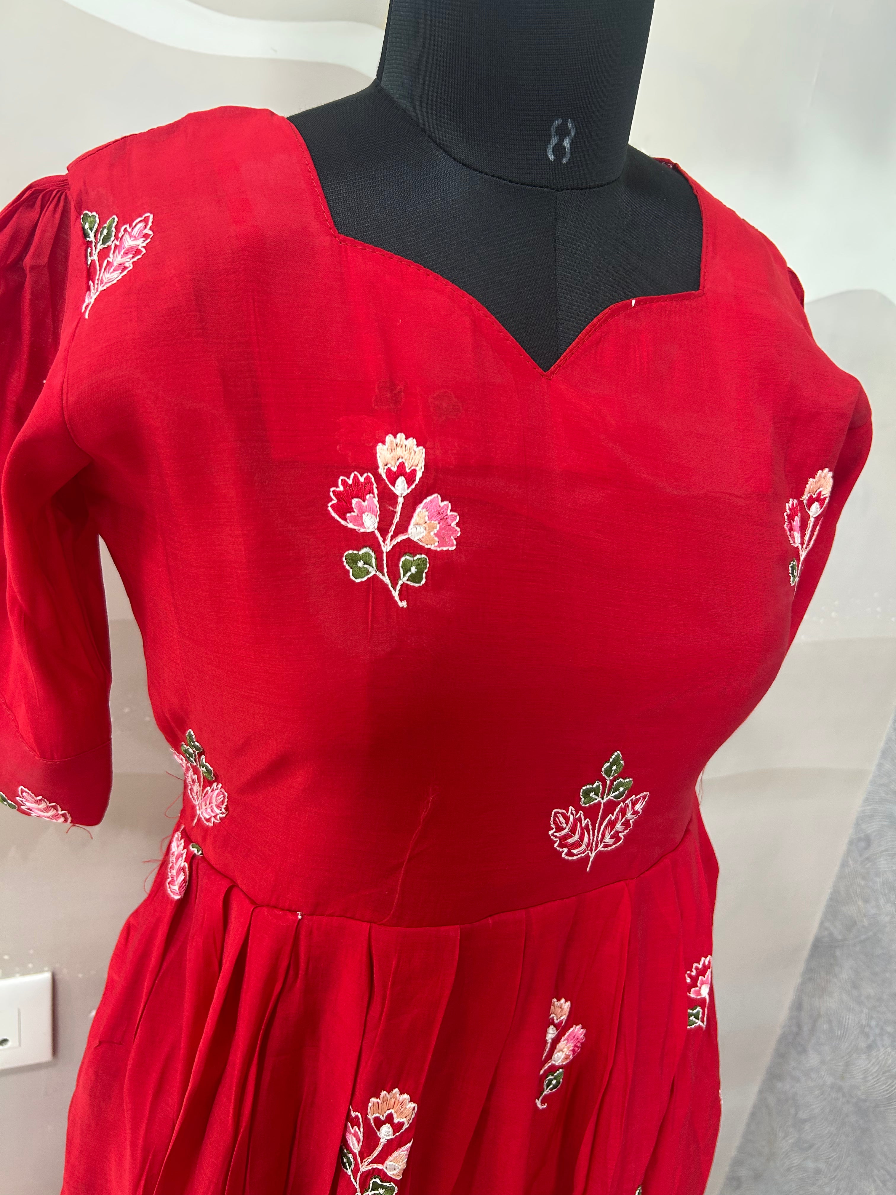 Beautiful Mul chenderi frock