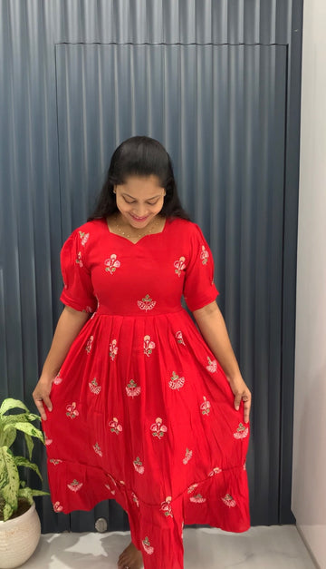 Beautiful Mul chenderi frock