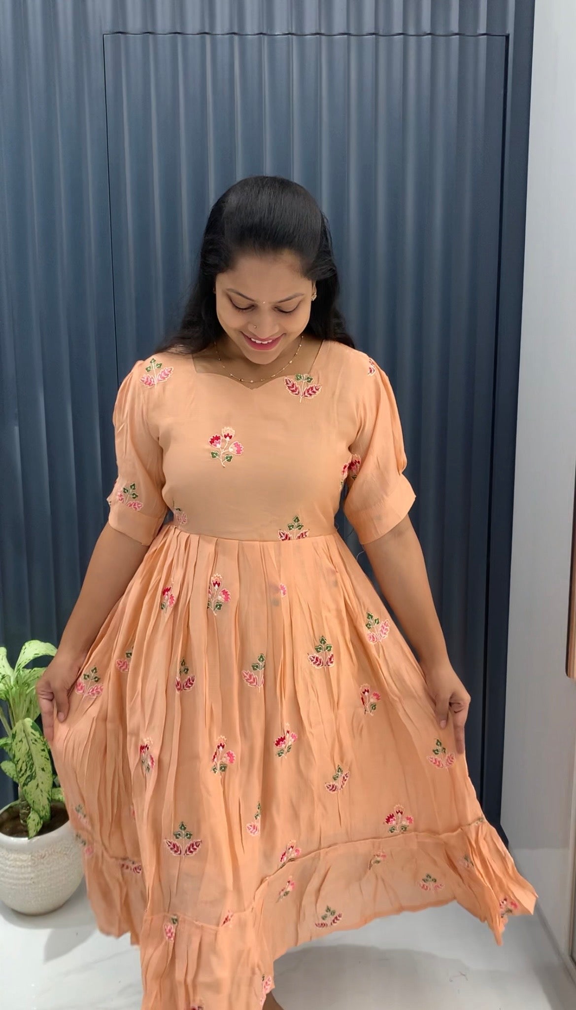 Beautiful Mul chenderi frock
