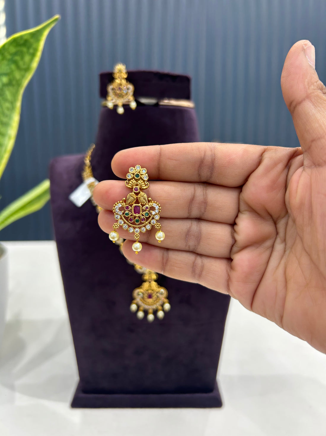 Beautiful multi color CZ stones necklace with pushback earrings