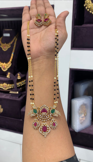 Beautiful multi color CZ stones pendant set with handmaking blackbeads chain 18 inchs long