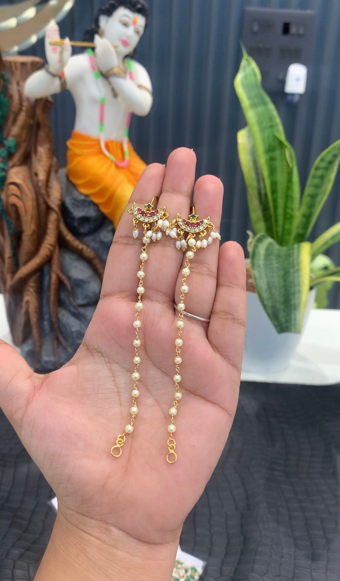 Beautiful CZ stone handmaking pearls chain Matilu/champaswaralu