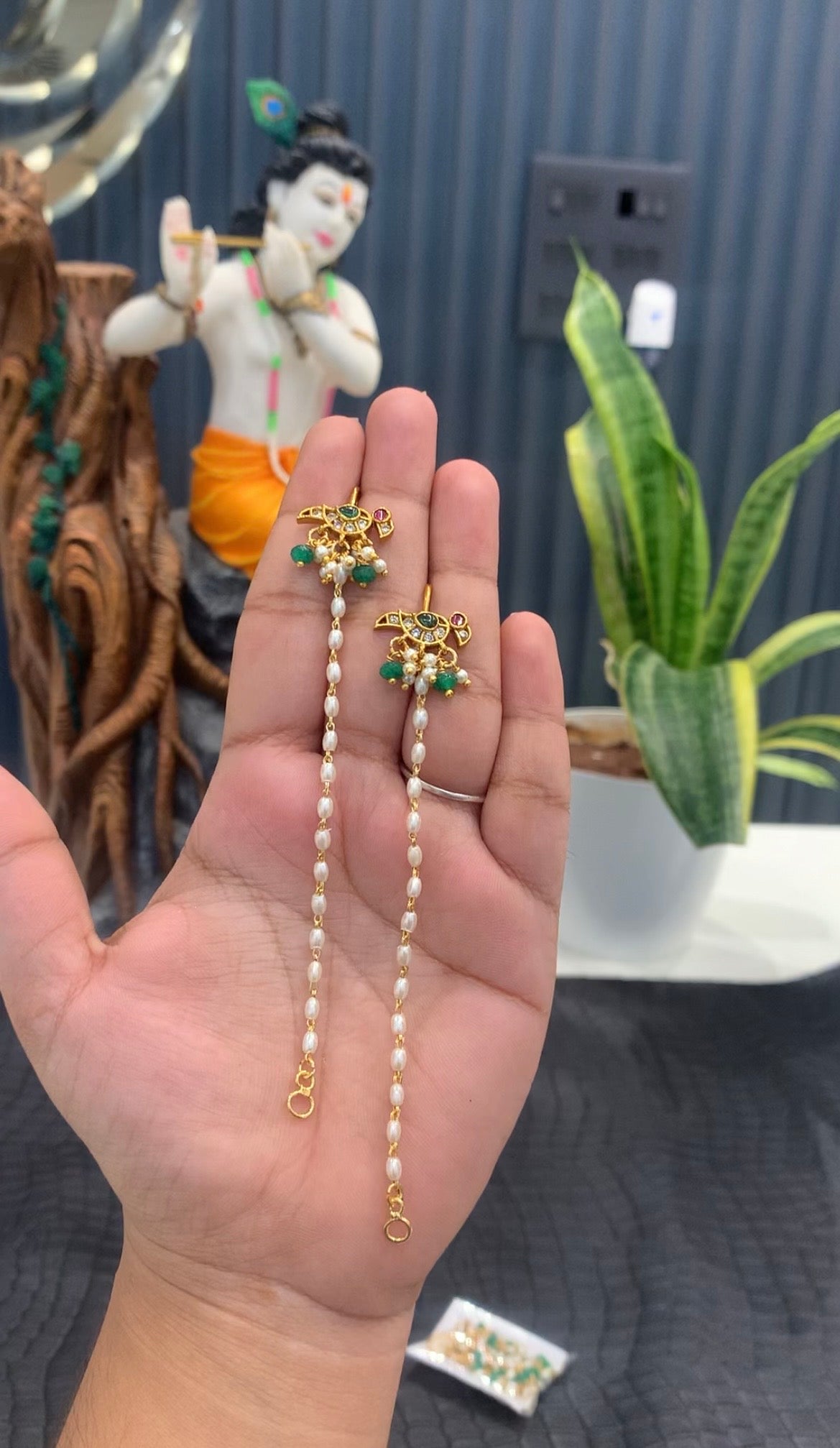 Beautiful uncut stones with handmaking pearls chain Matilu/champaswaralu