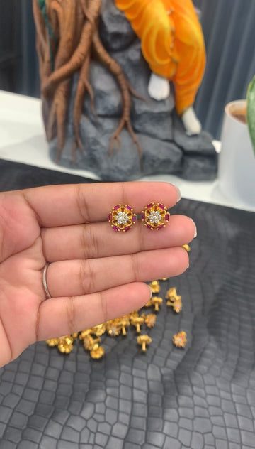 Beautiful pink & white stone studs with screwback