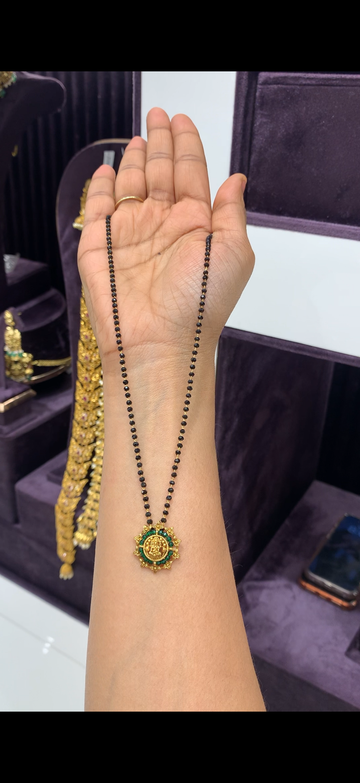 18inch black beads with lakshmi idol locket