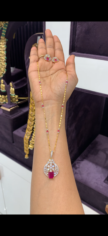18inch micro plated gold chain with diamond replica Locket and earrings