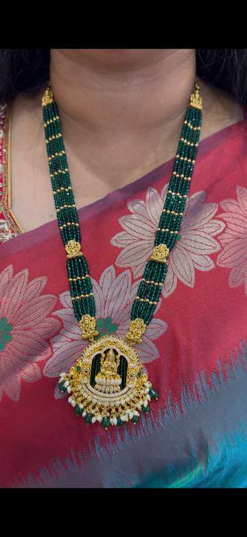 Beautiful  24inch green beads with god motive locket